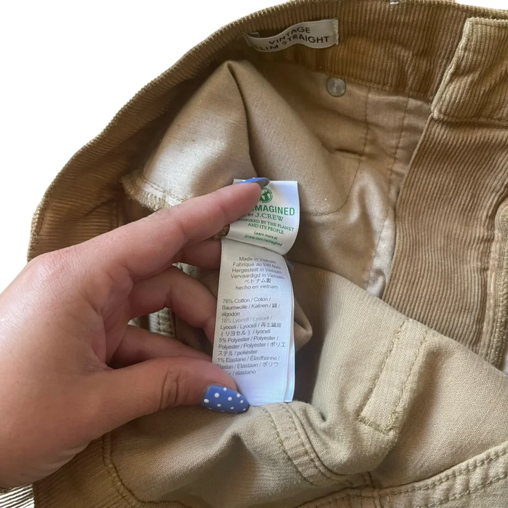 J. Crew Vintage Slim Straight Corduroy Pants